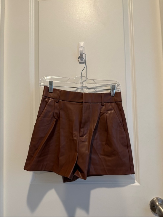Zara Pants - Zara Faux Leather Pleated High Rise Shorts Brown Size Small